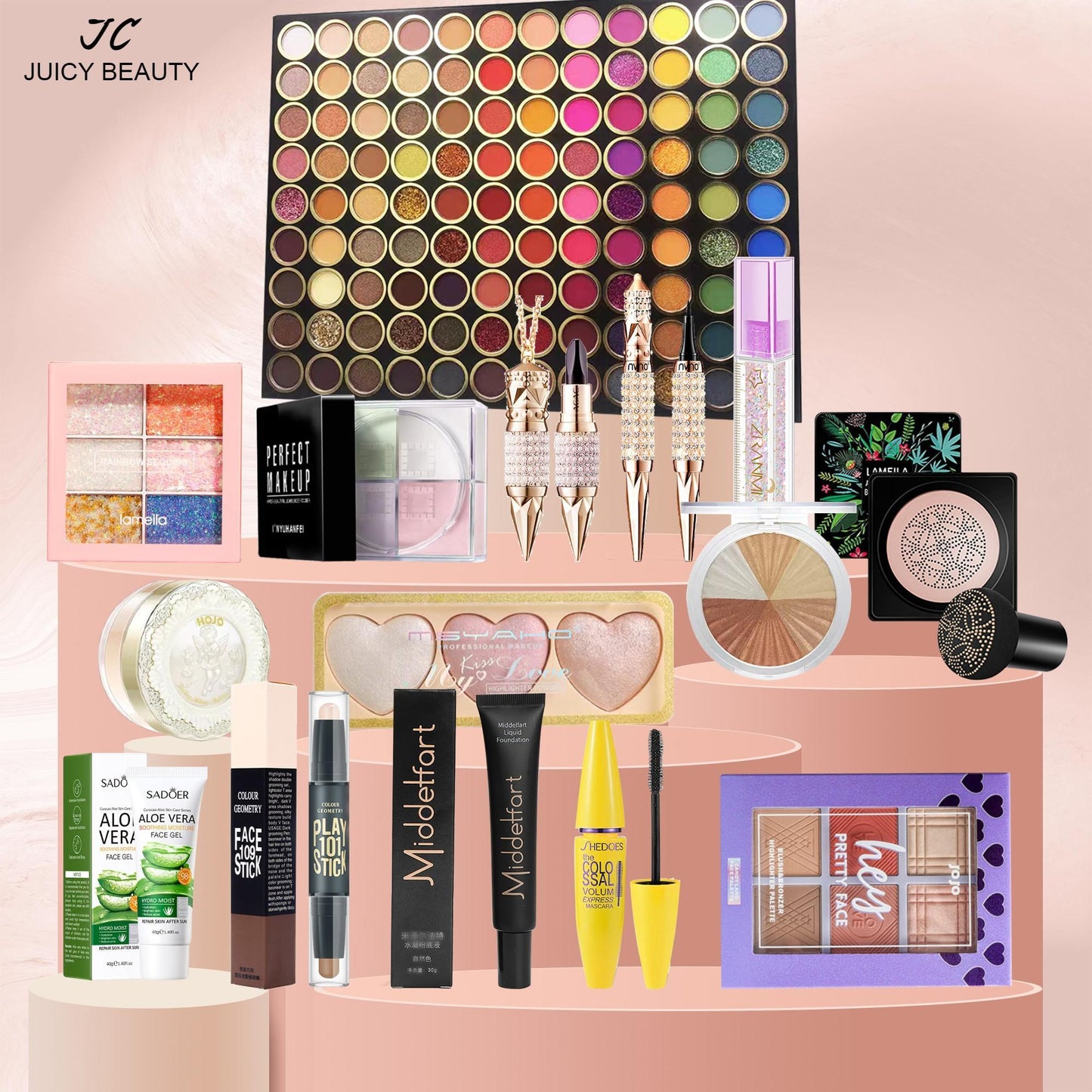 Per item 1.99!(e.g. eyeshadow palette, lipstick, lipgloss, mascara, concealer, foundation, powder, press-on nail etc)