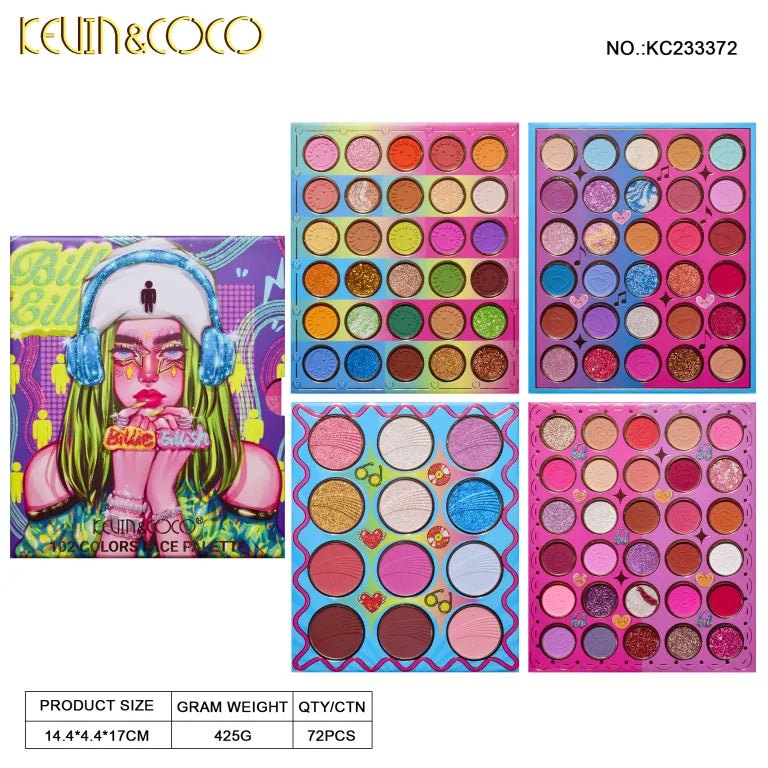 KEVIN&COCO 102colour cool elf girl eyeshadow palette Hongxuan Cosmetics