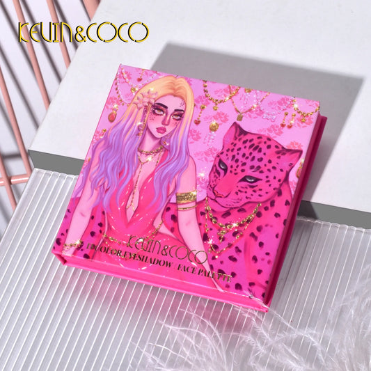 KEVIN&COCO 13colour pink leopard girl eyeshadow palette Hongxuan Cosmetics