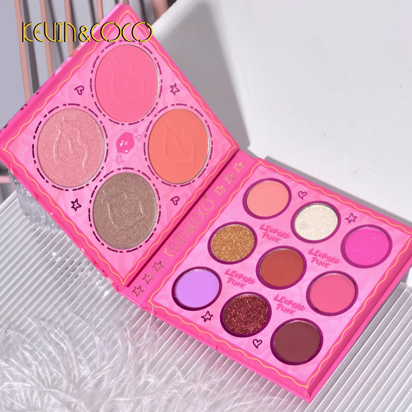 KEVIN&COCO 13colour pink leopard girl eyeshadow palette Hongxuan Cosmetics