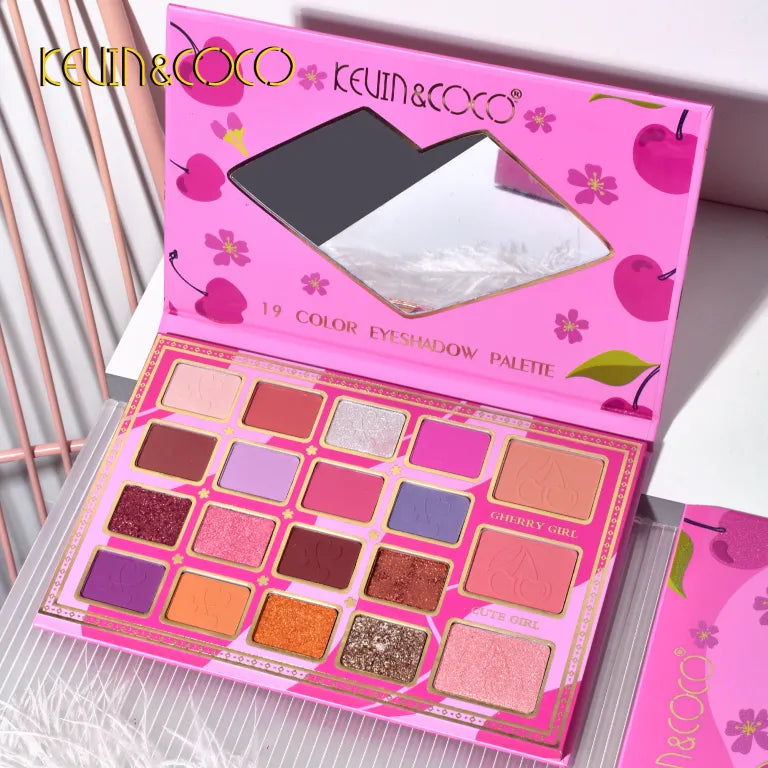 KEVIN&COCO 19colour cherry blossom eyeshadow palette Hongxuan Cosmetics