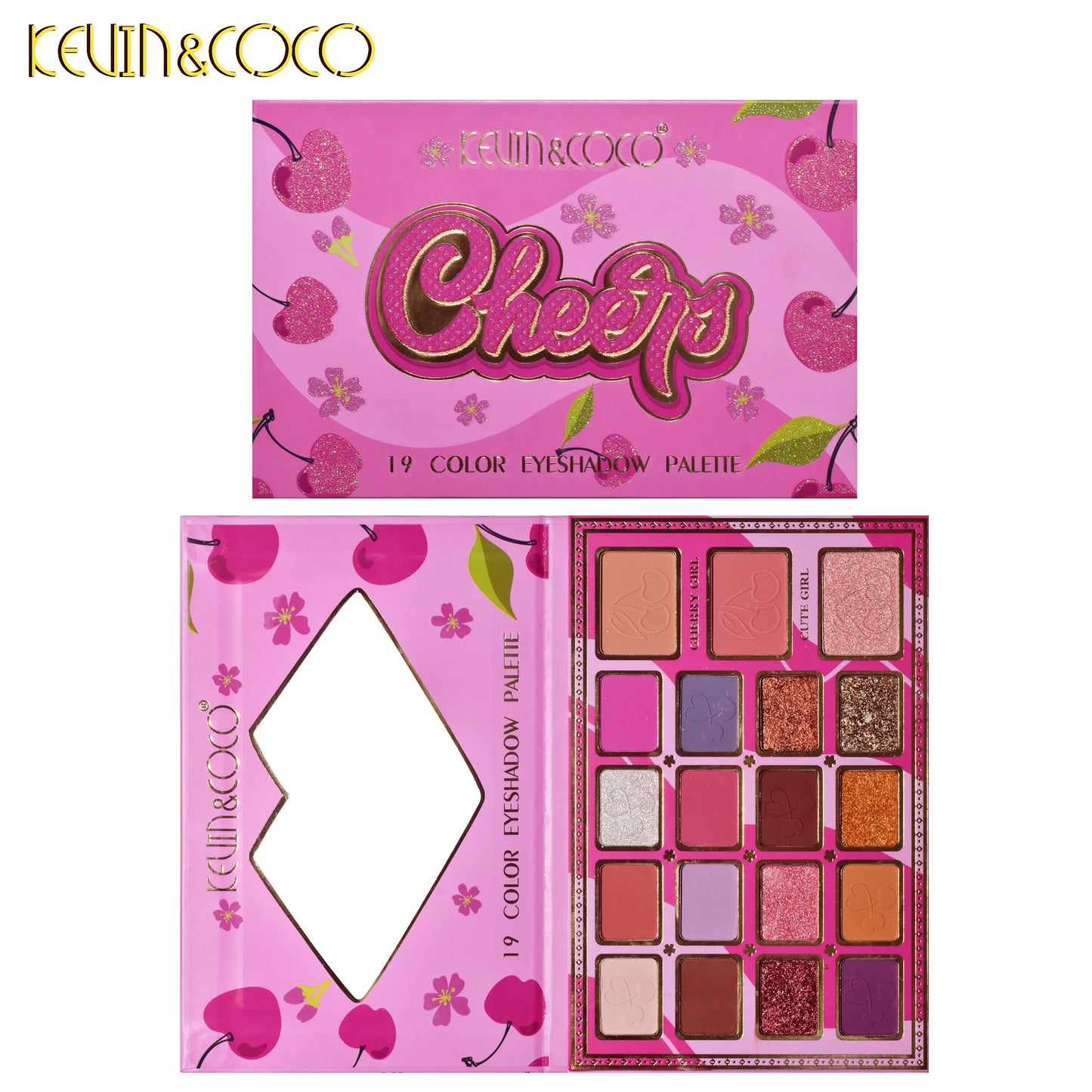 KEVIN&COCO 19colour cherry blossom eyeshadow palette Hongxuan Cosmetics
