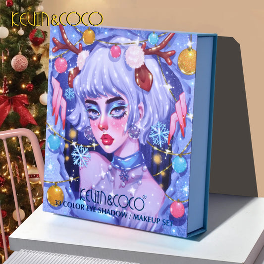KEVIN&COCO 33colour ICESNOW wishing deer eyeshadow double drawer set Hongxuan Cosmetics