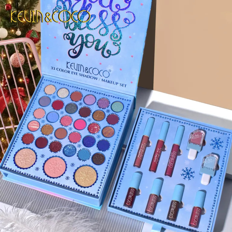 KEVIN&COCO 33colour ICESNOW wishing deer eyeshadow double drawer set Hongxuan Cosmetics