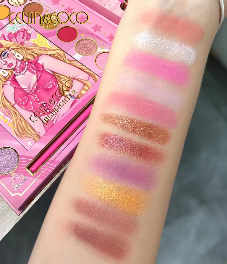 KEVIN&COCO 37colour Pink Barbie eyeshadow cosmetic set Hongxuan Cosmetics