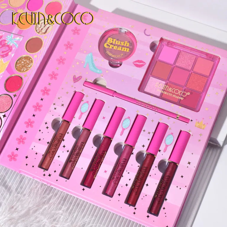 KEVIN&COCO 37colour Pink Barbie eyeshadow cosmetic set Hongxuan Cosmetics