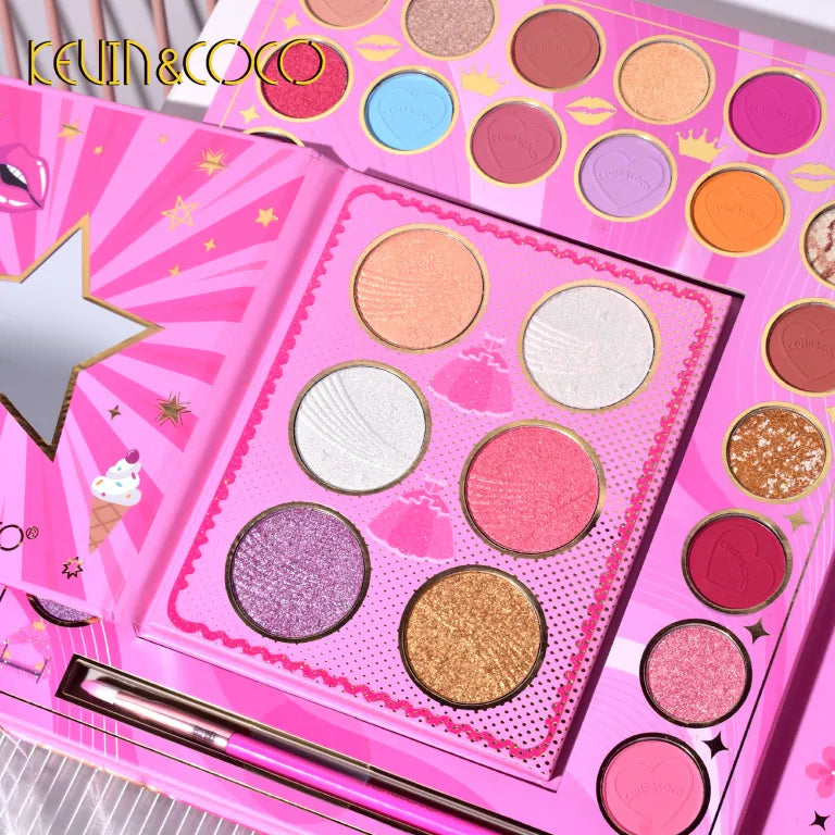 KEVIN&COCO 37colour Pink Barbie eyeshadow cosmetic set Hongxuan Cosmetics