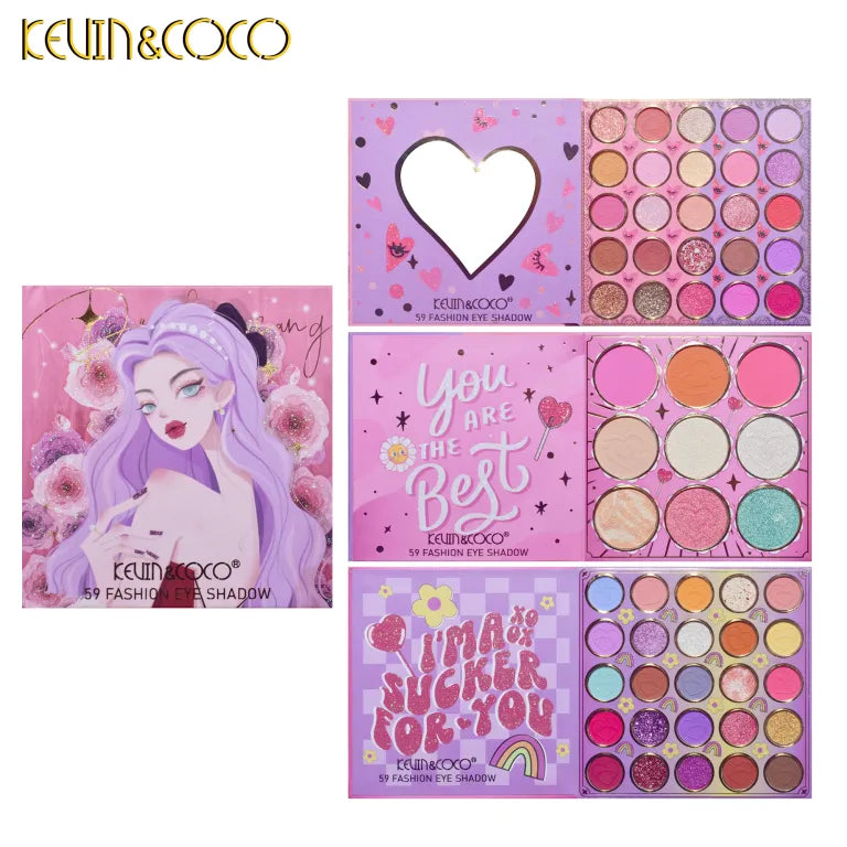 KEVIN&COCO 59colour seductive woman eyeshadow palette Hongxuan Cosmetics