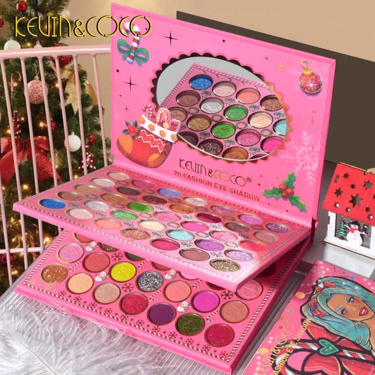 KEVIN&COCO 70colour Snowy christmas eyeshadow palette Hongxuan Cosmetics