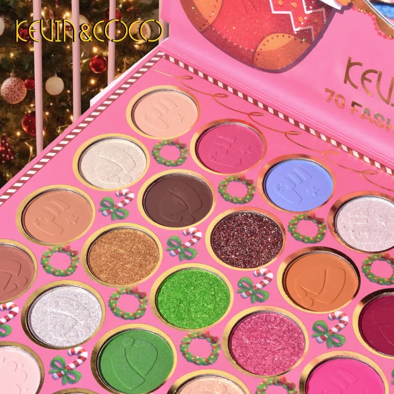 KEVIN&COCO 70colour Snowy christmas eyeshadow palette Hongxuan Cosmetics