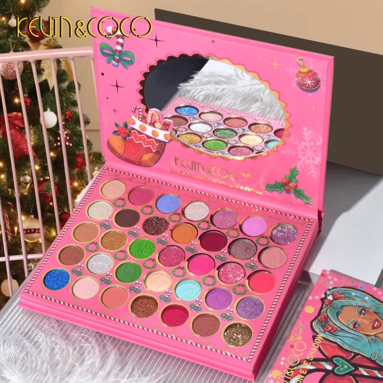 KEVIN&COCO 70colour Snowy christmas eyeshadow palette Hongxuan Cosmetics