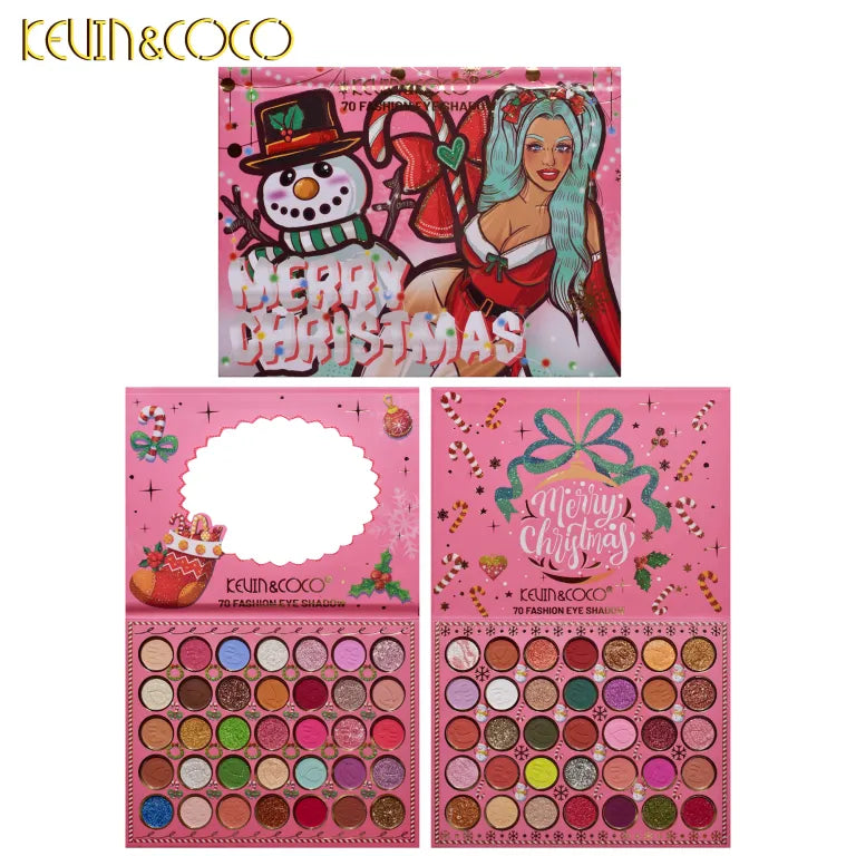 KEVIN&COCO 70colour Snowy christmas eyeshadow palette Hongxuan Cosmetics