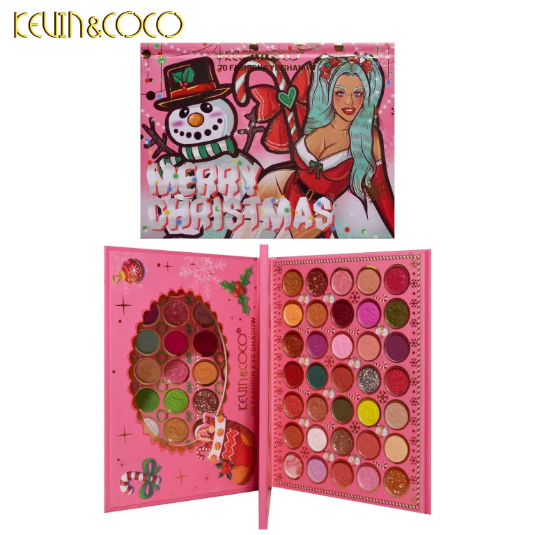 KEVIN&COCO 70colour Snowy christmas eyeshadow palette Hongxuan Cosmetics
