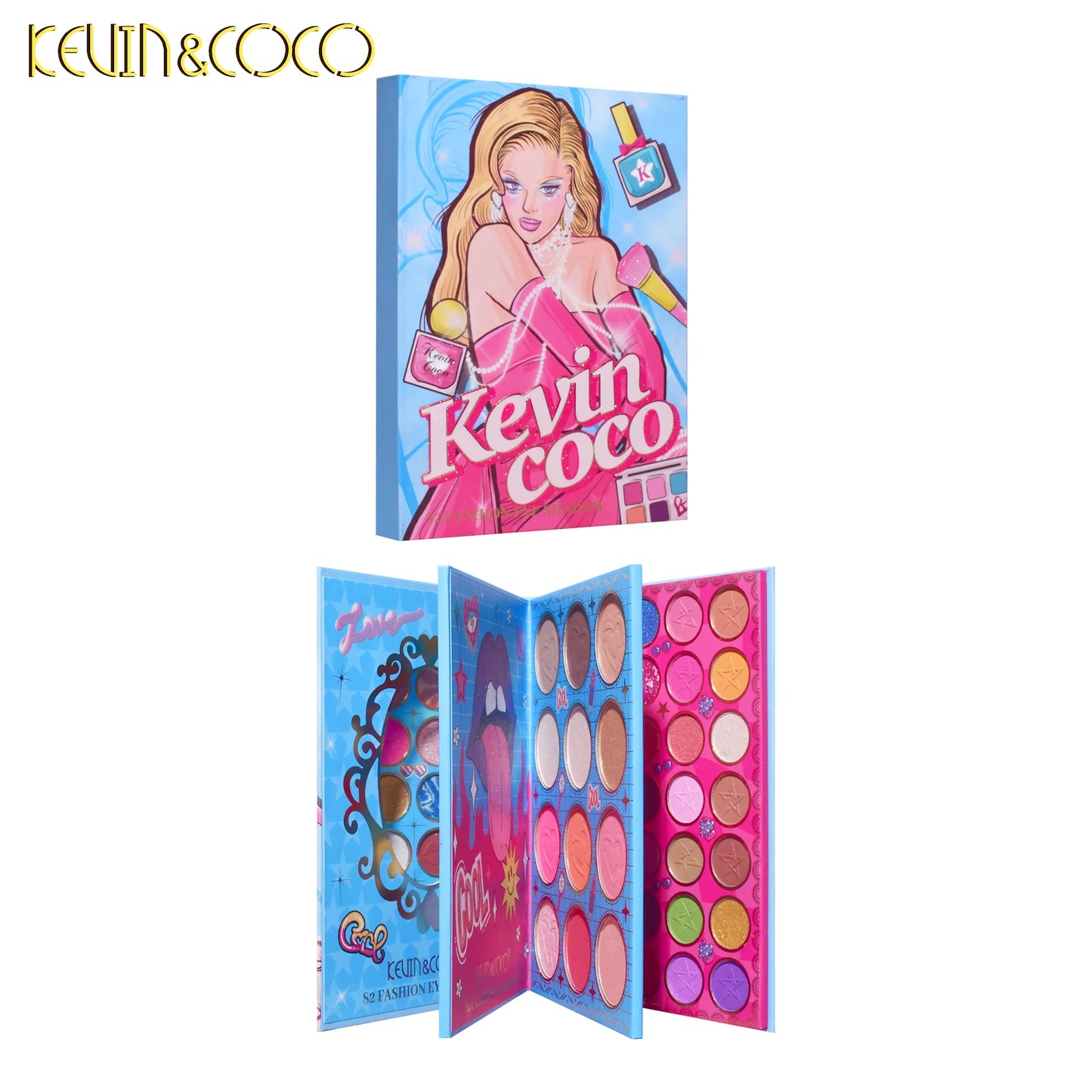 KEVIN&COCO 82colour cosmetics Barbie eyeshadow palette Hongxuan Cosmetics