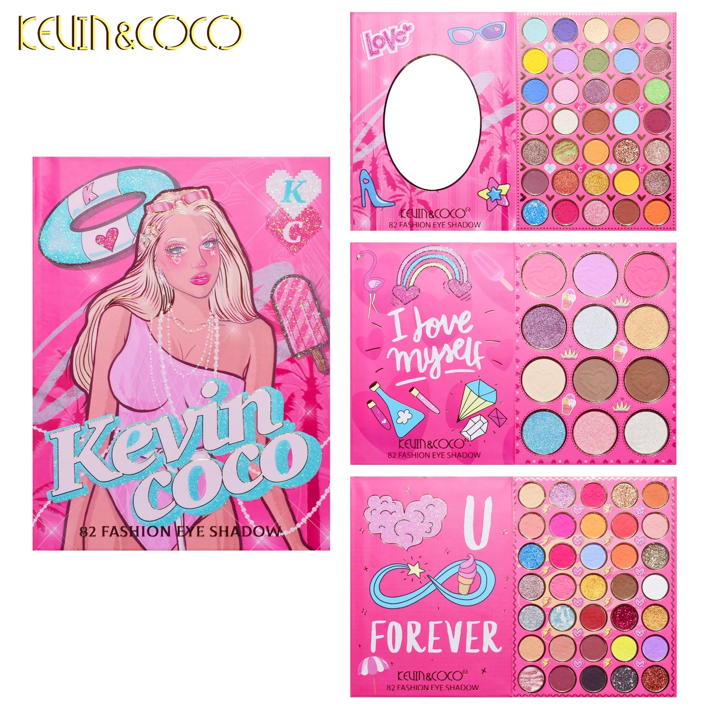 KEVIN&COCO 82colour holiday Barbie eyeshadow palette Hongxuan Cosmetics