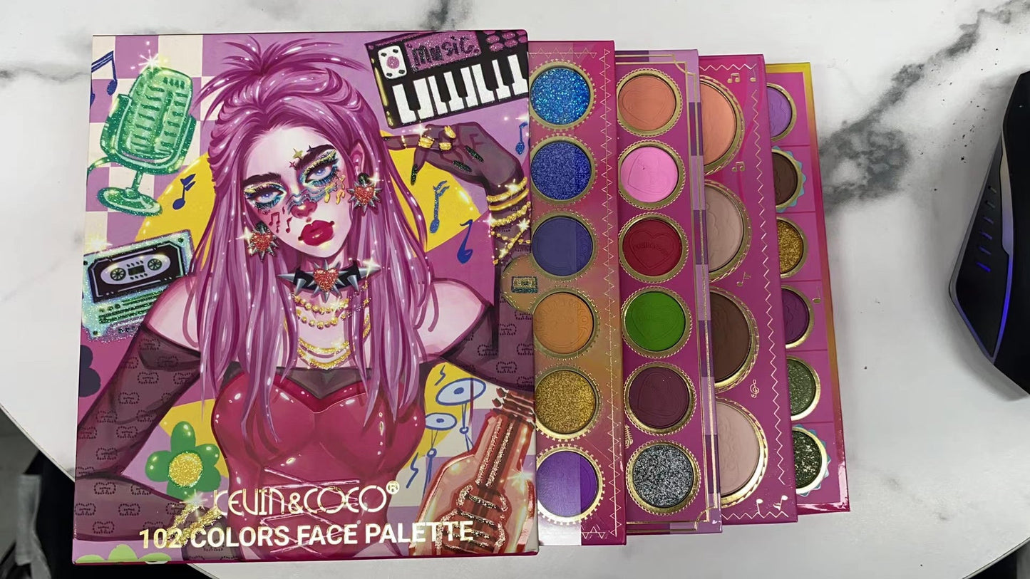 Kevin coco 102 colors face palette for purple hair girl