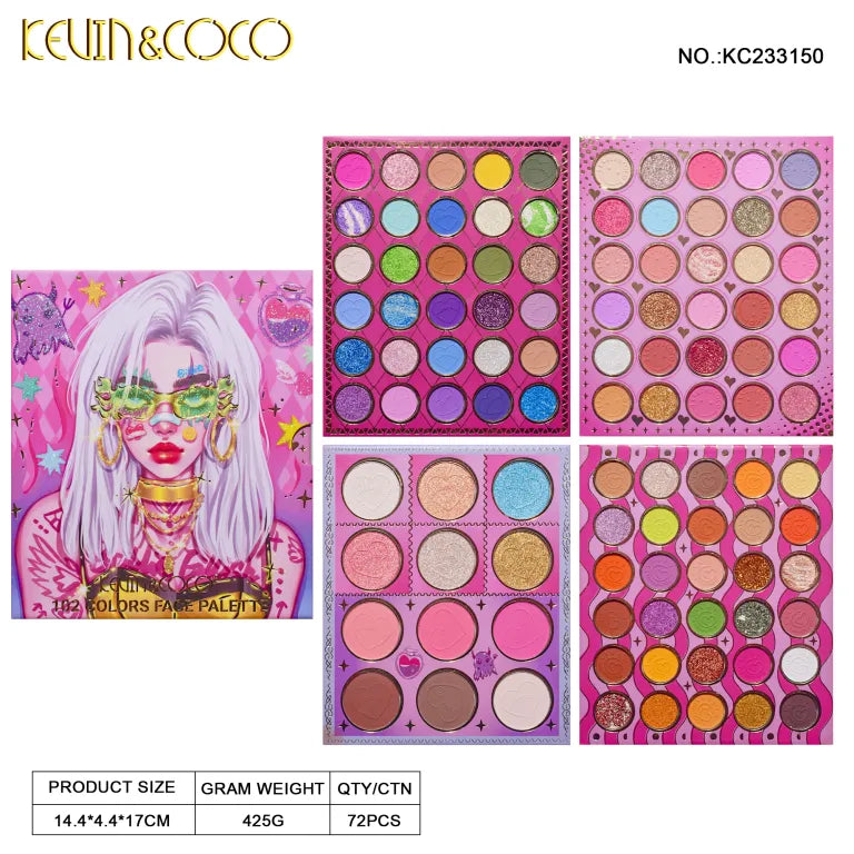 KEVIN&COCO 102colour tattoo girl eyeshadow palette Hongxuan Cosmetics