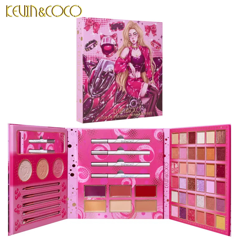 KEVIN&COCO 45colour cool motorcycle eyeshadow cosmetic set Hongxuan Cosmetics